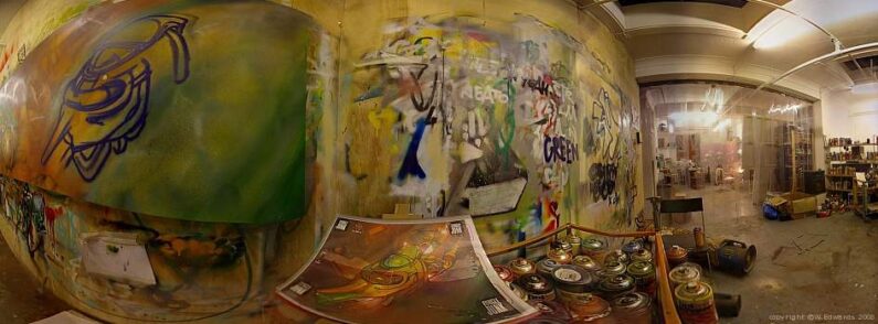 Quicktime VR virtual panorama in 360 degrees, taken in Chu’s studio, east london