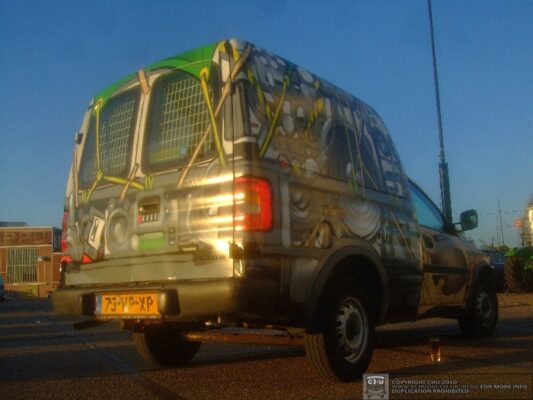 Painted car by Chu in Amsterdam, for the Zen cafe bar