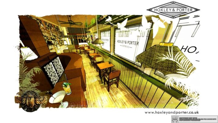 Digital sketch of Hoxley & Porter bar in Islington, London