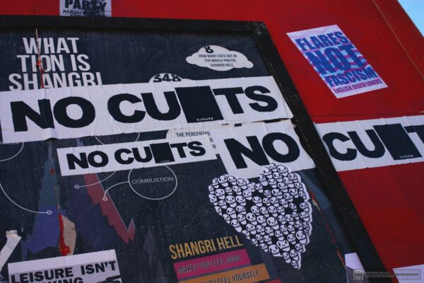 No Cuts slogan by Chu – Shangri-La, Glastonbury Festival 2015